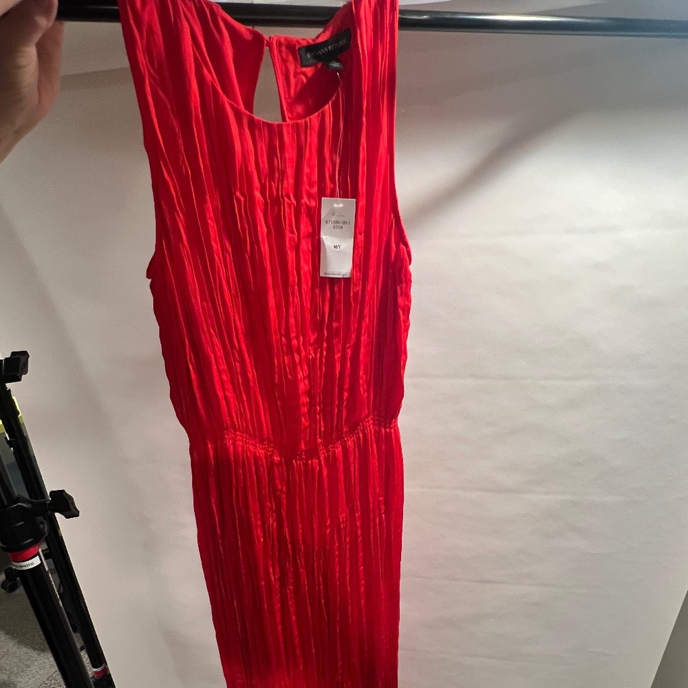 Banana Republic Red Gathered Pleated Maxi Column Dress-Medium Tall